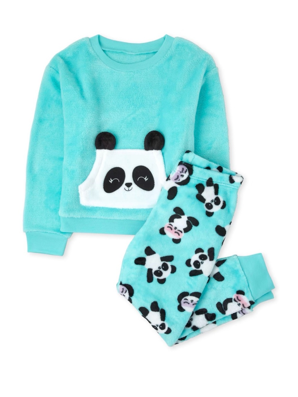 The Children's Place Blue Plush Fleece Panda Pajama Set